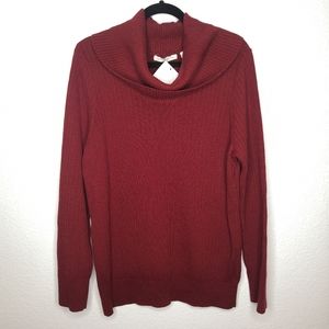 Pria Woman Plus Size Red Cowl Neck Ribbed Sweater Cottagecore Boxy Oversize